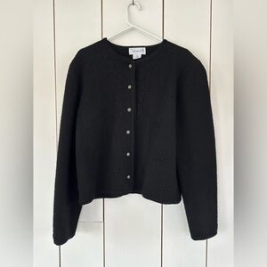 VTG Deans of Scotland Boiled Wool Cardigan Sweater Jacket Sz M Black